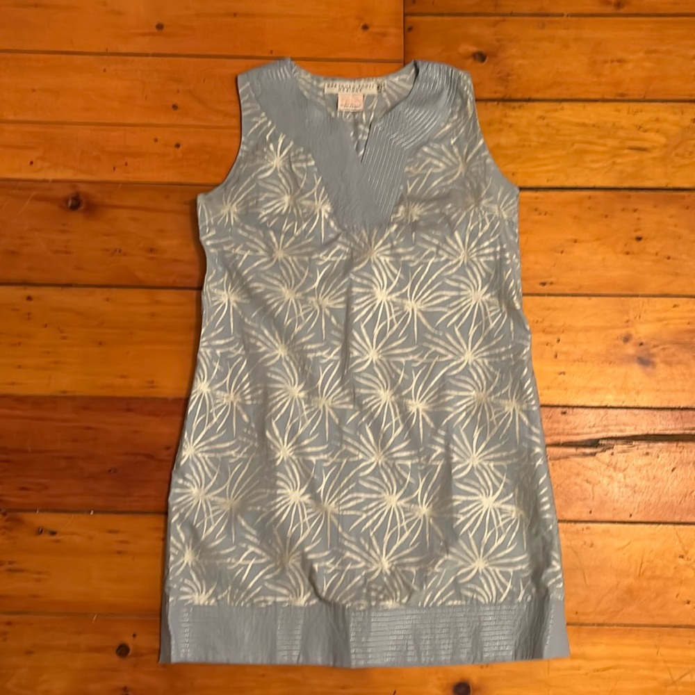 Gretchen Scott Designs Blue and Silver Tunic Dress. Old money, tunic, spring
